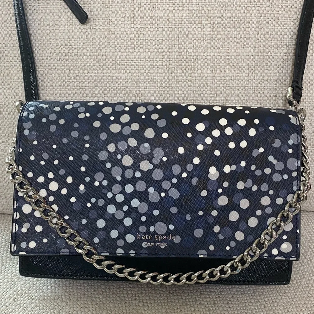Kate Spade Cameron  Black and White Gray & Blue Crossbody Bag - Picture 2 of 16